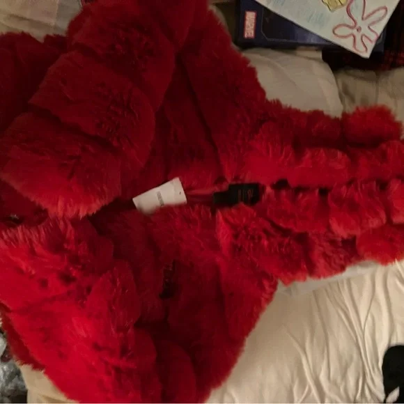 Red Mickey Mouse (Official F21 x Disney) Fur Crop Jacket - Picture 2 of 5